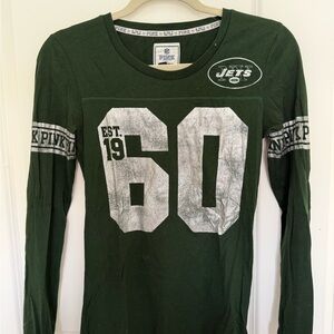 PINK Victoria's Secret Green NFL Graphic Long Sleeve Tee